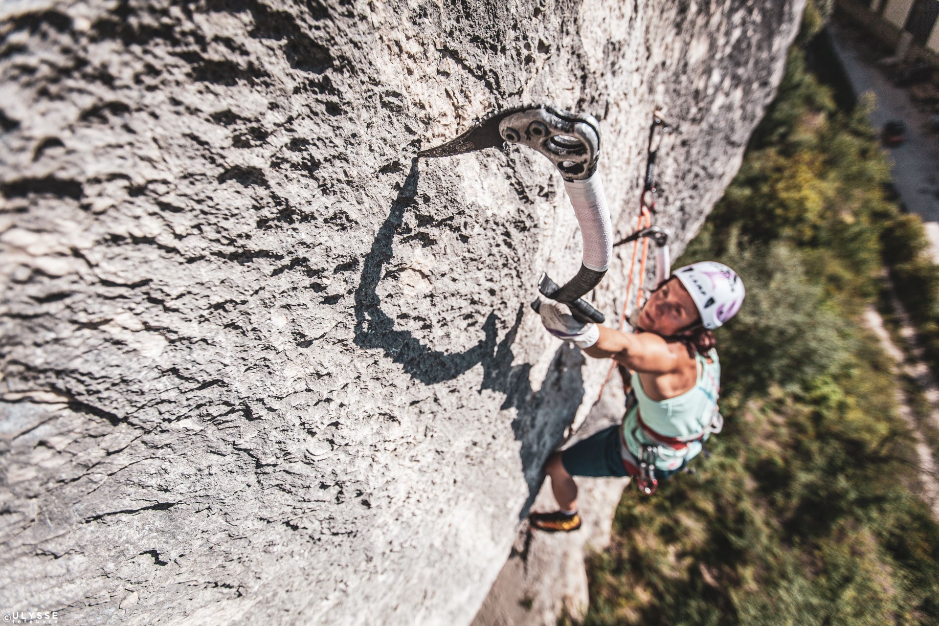 Dry tooling move. Mouvement de dry tooling.