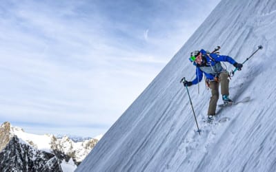 Ski de pente raide en face nord des Grandes Jorasses : répétition du Linceul par Guillaume Pierrel et Boris Langenstein