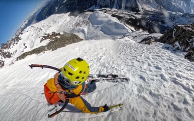 Pente raide dans les Aiguilles Rouges : Paul Bonhomme skie l’Aigle Blanc