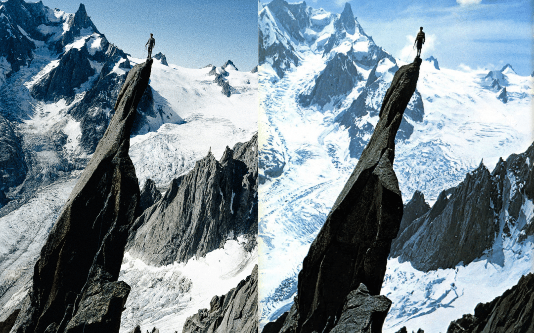Jean Rouaux et Noa Barrau reproduisent la photo emblématique de Gaston Rébuffat par Georges Tairraz